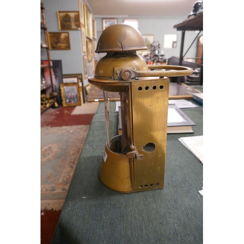 256 - Brass lamp together with a letterbox plate