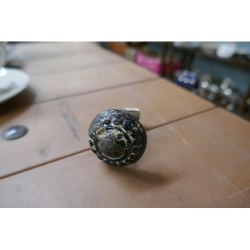 282 - Victorian Doctors brass door knocker with cast iron strike plate