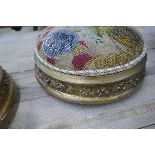 349 - Pair of Victorian gilt and beaded footstools