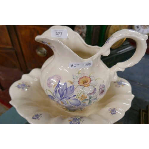 377 - Staffordshire jug together with a bowl