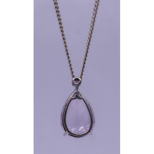 41 - Silver amethyst pendent on chain
