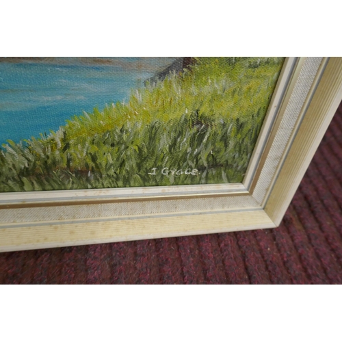 451 - Pair of oils on canvas signed J Grace of Lower & Upper Slaughter - Approx image sizes: 60cm x 50... 