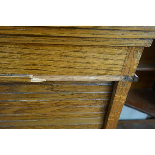 476 - Oak tambour front multi drawer cabinet - Approx size: W: 80cm D: 51cm H: 101cm