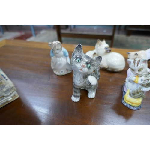 494 - Collection of cat figures to include Beswick, Royal Albert and Goebel