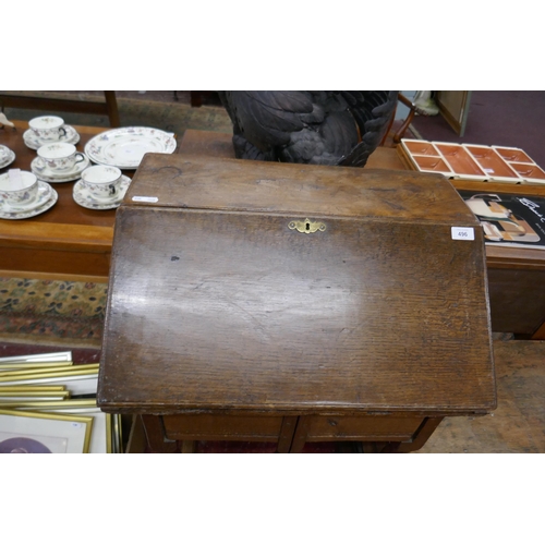 496 - Unusual oak bureau on stand - Approx size: W: 61cm D: 44cm H: 96cm