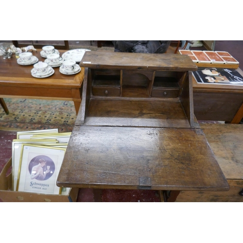 496 - Unusual oak bureau on stand - Approx size: W: 61cm D: 44cm H: 96cm