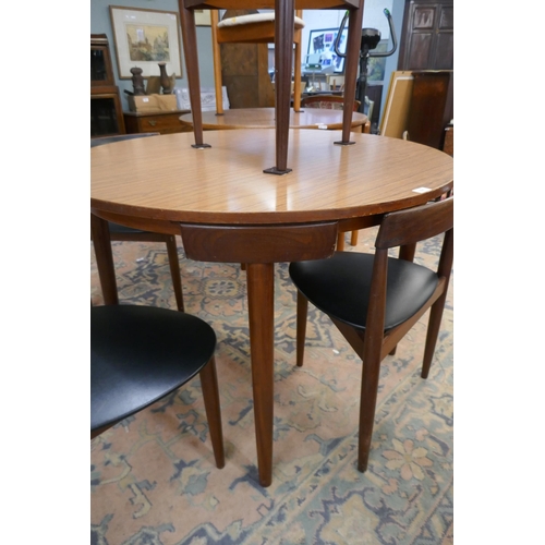 501 - Danish Mid-century Hans Olsen Frem Rojle Roundette teak dining table & chairs