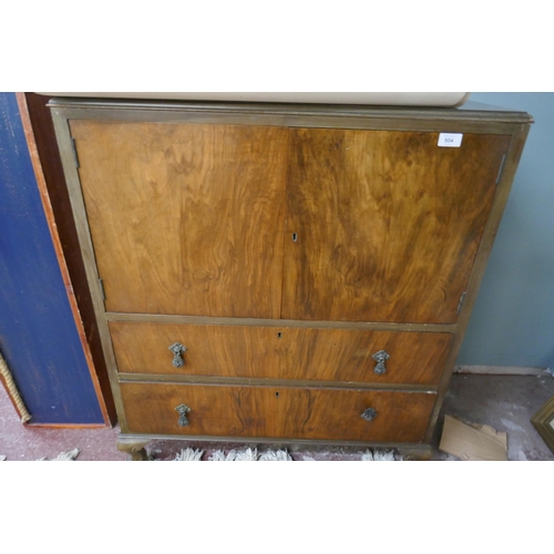 504 - Walnut cupboard with drawers - Approx size: W: 84cm D: 44cm H: 100cm