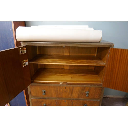 504 - Walnut cupboard with drawers - Approx size: W: 84cm D: 44cm H: 100cm