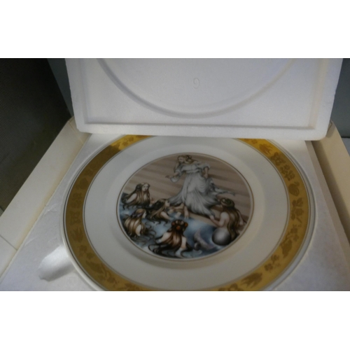 518 - Royal Copenhagen Fairytale set of 12 plates in boxes together with stands