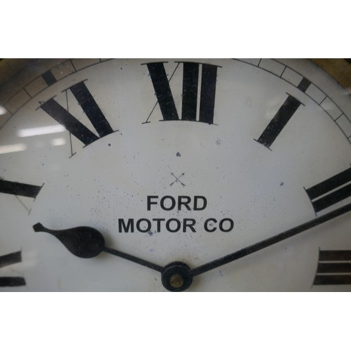 411 - Early 1900s office clock with Ford Motor Co. Gate 3 on the dial. In good working order - Approx diam... 