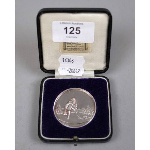 125 - Hallmarked silver curling presentation medal