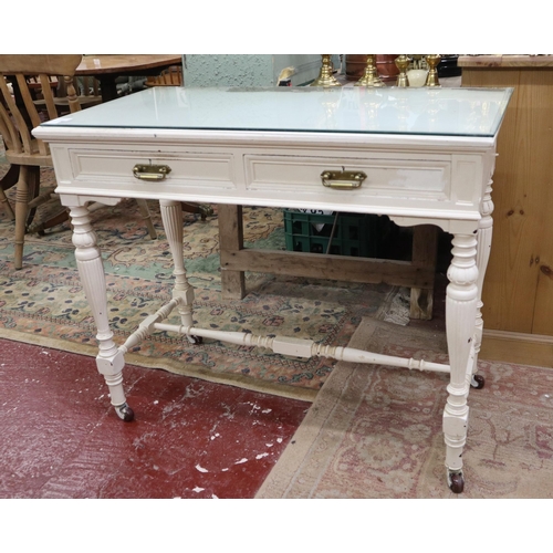 279 - Antique distressed painted table - Approx size W: 92cm D: 46cm H: 76cm