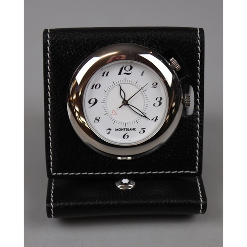 101 - Montblanc travel clock in leather case