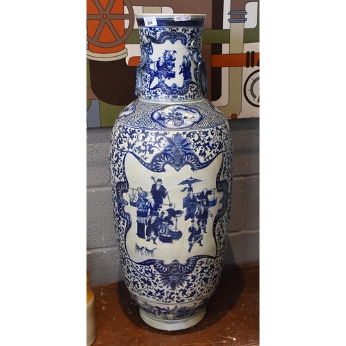 206 - Huge Antique blue & white Chinese vase historically repaired - no reserve - Approx height 92cm