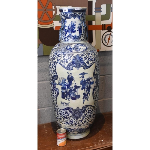 206 - Huge Antique blue & white Chinese vase historically repaired - no reserve - Approx height 92cm