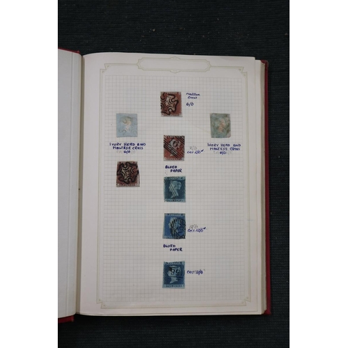 254 - Stamps - Great Britain QV-QE2 collection on album. many QV 1d reds later values to £1.00 (600+... 