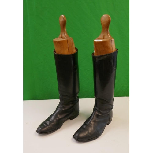 312 - Pair riding boots with original trees - approx UK size 10-11