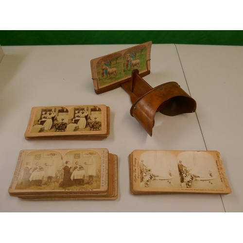 328 - Edwardian stereoscopic viewer together with approx 30 photograph cards