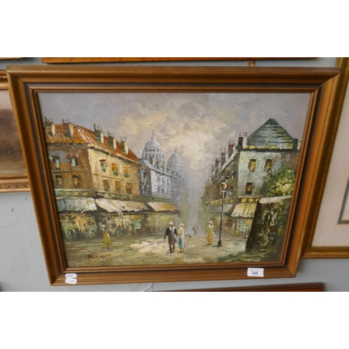 348 - Oil on canvas French scene signed Burnett