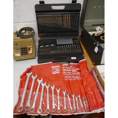 405 - Set of spanners together with a drill bit set