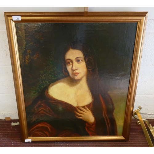 422 - Victorian portrait oil on canvas - Approx image size: 60cm x 70cm