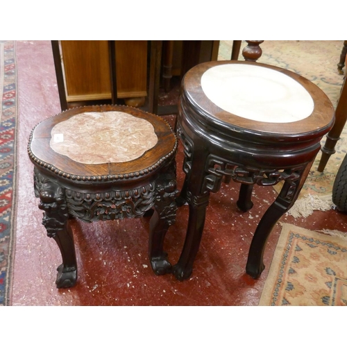 466 - 2 small round 19thC Chinese tables
