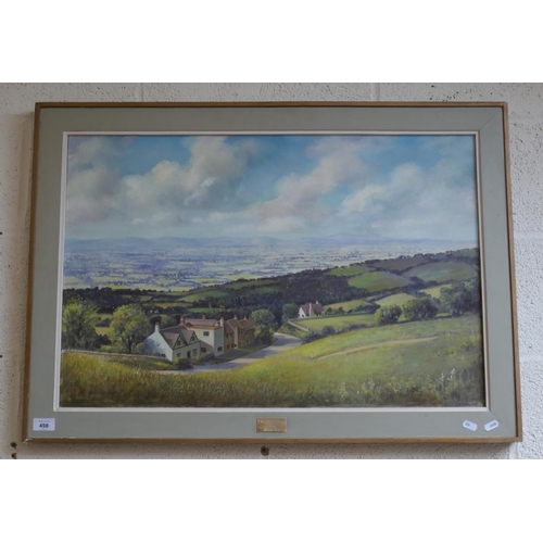 498 - Jesse Heyden oil on canvas - The Malvern Hills from Cleeve Hill - Approx 75cm x 50cm