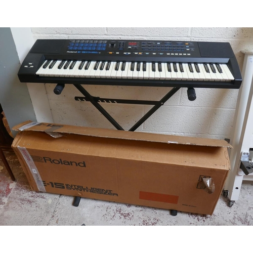502 - Roland E-15 intelligent synthesizer with keyboard stand & cover