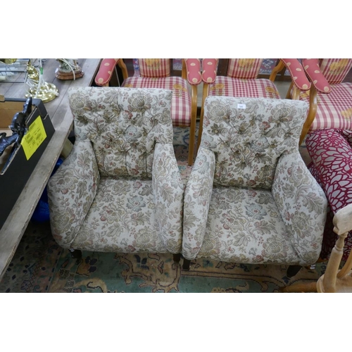 545 - Pair of Edwardian button back armchairs