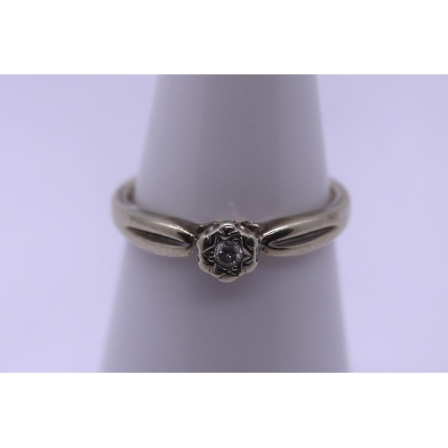 59 - White gold diamond solitaire ring - Size L