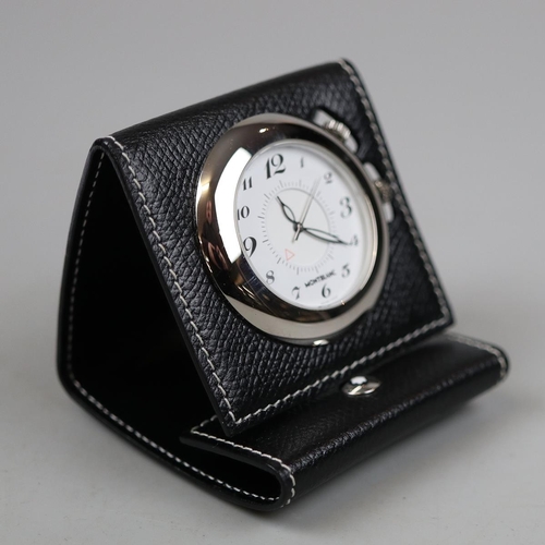 101 - Montblanc travel clock in leather case