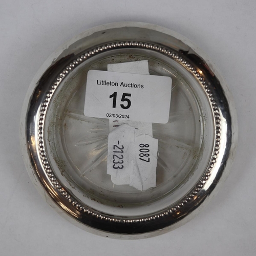 15 - Hallmarked silver and cut glass pin tray