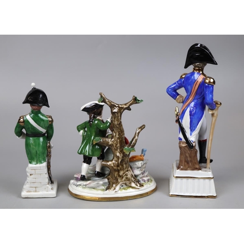 161 - Collection of ceramic figures to include Napoleon, Lord Nelson and a couple under a tree with crosse... 