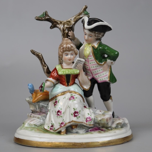 161 - Collection of ceramic figures to include Napoleon, Lord Nelson and a couple under a tree with crosse... 