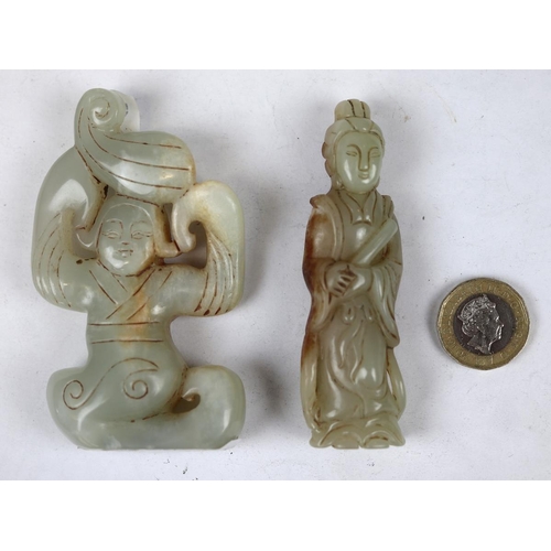 186 - 2 Chinese jade figures - no reserve - Approx height of tallest 9cm