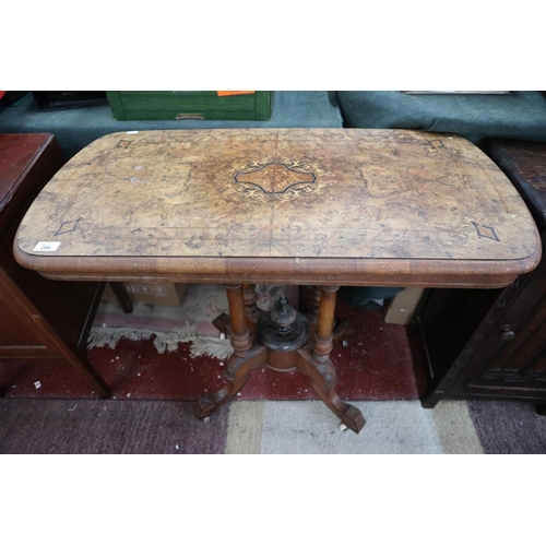 286 - Burr walnut inlaid Victorian center table