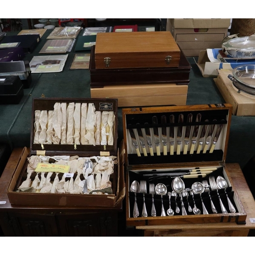 293 - 2 boxed canteen of cutlery together with 3 cutlery boxes