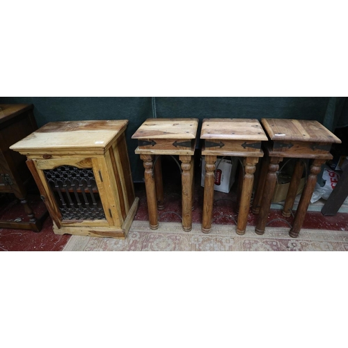 296 - 3 side tables together with a small cabinet