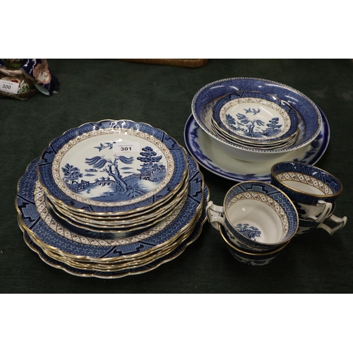 301 - Collection of Booths blue and white patterned china