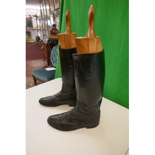 312 - Pair riding boots with original trees - approx UK size 10-11