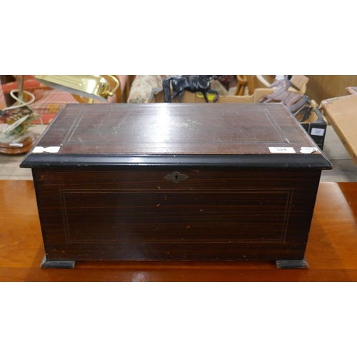 324 - Swiss rosewood 8 air music box in GWO - Approx size: W: 48cm D: 28cm H: 22cm