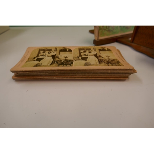 328 - Edwardian stereoscopic viewer together with approx 30 photograph cards