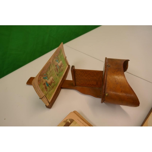 328 - Edwardian stereoscopic viewer together with approx 30 photograph cards