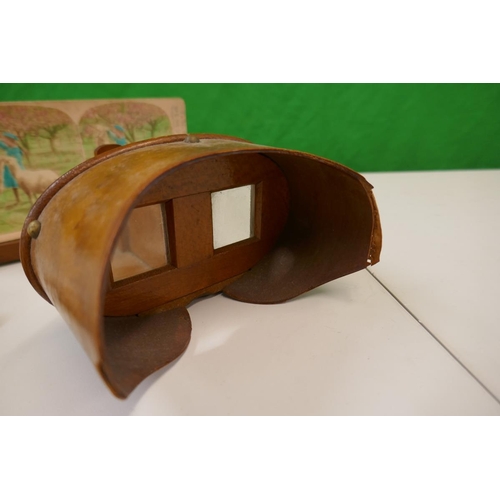 328 - Edwardian stereoscopic viewer together with approx 30 photograph cards