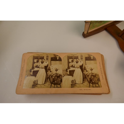 328 - Edwardian stereoscopic viewer together with approx 30 photograph cards