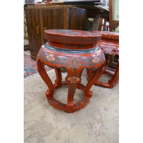 332 - 2 Oriental red lacquered stands