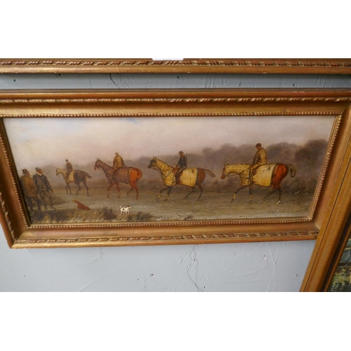 342 - Pair of 19thC oils on board - Circle of Henry Thomas Alken - Out Exercising and pastoral scene - App... 