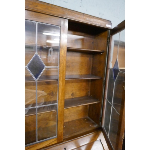 364 - Bureau bookcase with stained glass doors - Approx W: 76cm  D: 43cm  H: 192cm