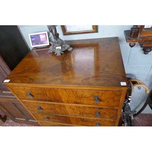 371 - Tall walnut chest of 6 drawers - Approx W: 76cm  D: 56cm  H: 121cm